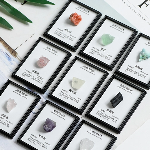Natural Crystal Mineral Specimens Box Raw Stones Healing Crystals Amethyst Rose Quartz Lapis Lazuli For Education Display Home Desktop Decor Gift