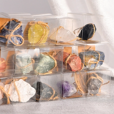 Natural Crystal Mineral Specimens Box Raw Stones Healing Crystals Amethyst Rose Quartz Lapis Lazuli For Education Display Home Desktop Decor Gift