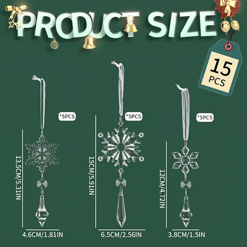 Ornamenti Appesi A Fiocco Di Neve In Acrilico Per Decorazione Albero Di Natale Aspetto Cristallo Trasparente Elegante