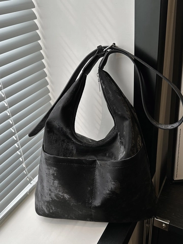 Bolso de Hombro Hobo de Cuero PU de Gran Capacidad para Mujer Bolso Tote Minimalista Urbano Con Bolsillos Delanteros Funcionales