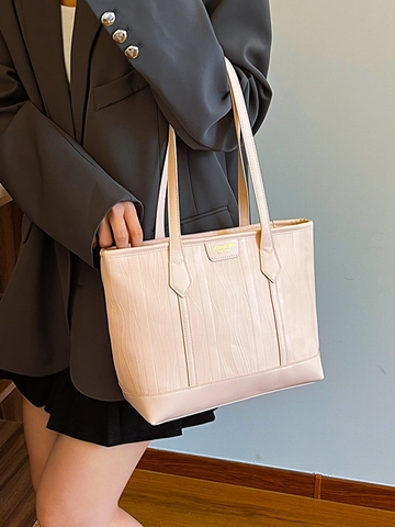Borsa Tote da Donna in Pelle PU Con Goffratura Ondulata Grande Capacità Borsa a Spalla Casual Pendolare Elegante Borsa da Lavoro Viaggio