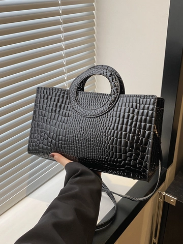 Mode Dames PU Handtas Tas Krokodil Patroon Vintage Crossbody Schoudertas Top Handvat Messenger Tas Voor Dagelijks Gebruik