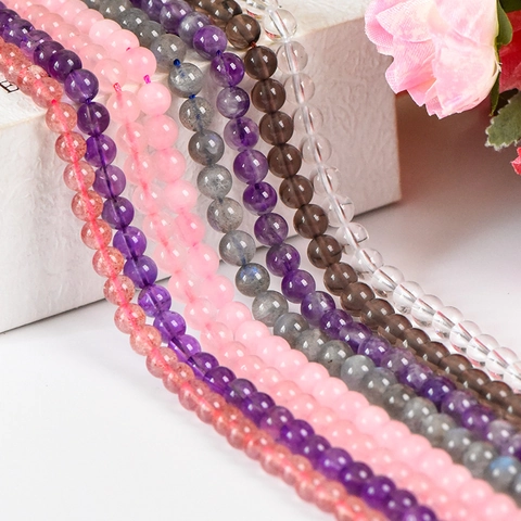 Perles en Vrac Rondes en Pierre de Cristal Naturel pour la Fabrication de Bijoux DIY Bracelet Collier Fait Main Fournitures d'Artisanat en Pierres Semi-précieuses