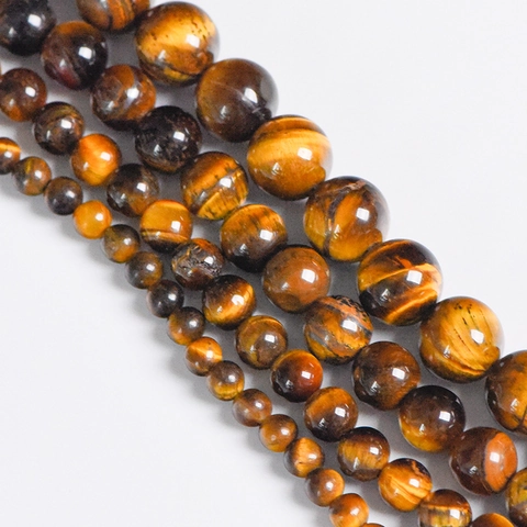 Natural Yellow Tiger Eye Stone Round Loose Beads For DIY Jewelry Making Smooth Polished Gemstone Beads 4mm 6mm 8mm 10mm