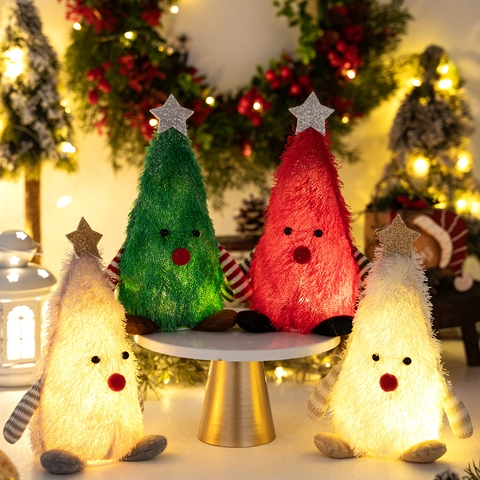 Muñeco De Peluche De Árbol De Navidad Con Luz Adorno De Mesa LED Decoración Festiva Para El Hogar Figura En Forma De Árbol