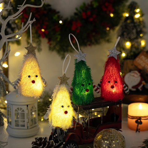 Albero di Natale a LED Luminoso Bambola di Peluche Pendente Stella Creativa Braccia a Strisce Decorazione Natalizia Festa