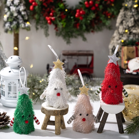 Albero di Natale a LED Luminoso Bambola di Peluche Pendente Stella Creativa Braccia a Strisce Decorazione Natalizia Festa
