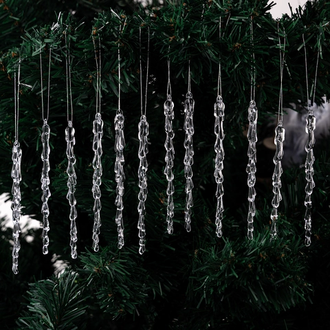 Ghiaccioli Natalizi in Acrilico Decorazioni Appese Strisce di Ghiaccio di Simulazione per Albero di Natale Festa Invernale
