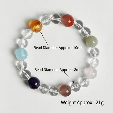 Natural Multi Crystal Beaded Bracelet Multi Color Amethyst Citrine Agate White Crystal Round Beads Elastic Retro Zen