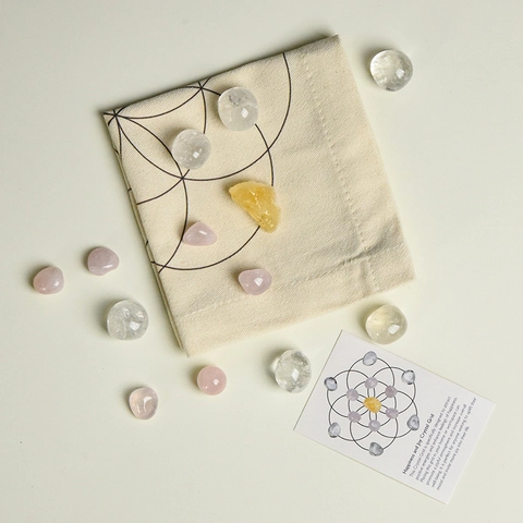 Natuurlijk Kristallen Helend Raster Met Heilige Geometrie Canvas Mat En Trommelstenen Voor Meditatie Yoga Huisdecoratie