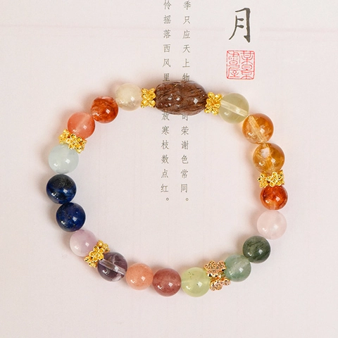Bracelet En Perles De Cristal Naturel Multicolore Pierre Précieuse Citrine Pi Xiu Charme Style Ethnique Bijoux Amulette