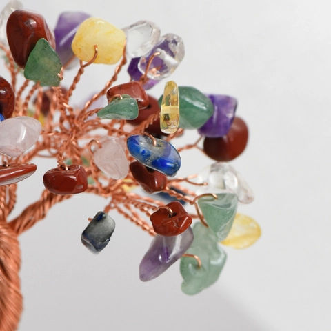 Árbol de Dinero de Cristal Natural Hecho a Mano Árbol de Piedras Preciosas Envuelto en Alambre de Cobre Con Base de Cerámica Decoración de Árbol de Suerte para Escritorio de Oficina en Casa