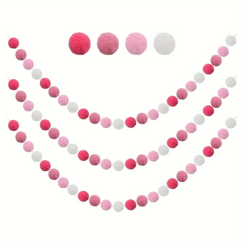 Nordic Wool Felt Ball Garland Pom Pom Colorful Hanging Ornaments For Nursery Room Christmas Halloween Party Decor