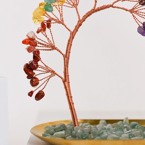 Natural Crystal Money Tree Incense Holder Healing Stone Tree With Metal Base For Home Office Desk Decor Zen Feng Shui Ornament