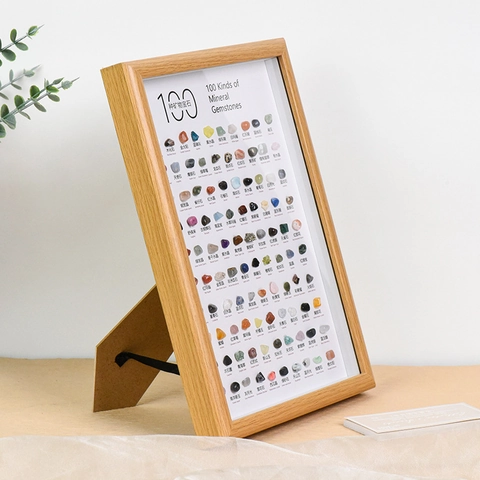 Natural Mineral Ore Specimen Display Frame Wooden Glass Collection Educational Teaching Home Decor Science Material Kids Students