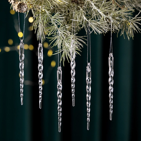 Clear Acrylic Icicle Ornaments Spiral Twisted Hanging Pendant For Christmas Tree Winter Wedding Party Home Decor