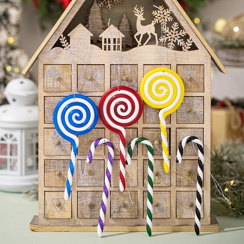 Weihnachten Lutscher Und Zuckerstange Hängende Ornamente Kunststoff Harz Spiralmuster Bunte Festival Dekorative Anhänger