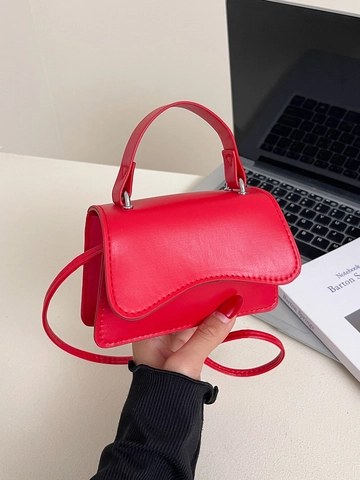 Mini Handbag For Women PU Leather Crossbody Bag With Wave Edge Flap Top Handle Versatile Chic Small Square Bag