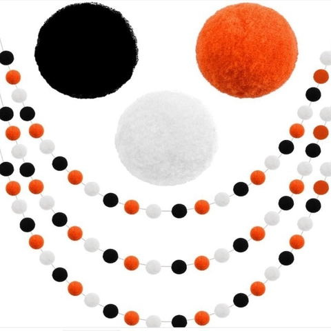 Nordic Style Felt Pom Pom Ball Garland 2M 24 Balls Macaron Colorful Hanging Wall Decor For Nursery Kids Room Christmas Party Decoration