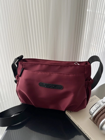 Geplooide Nylon Schoudertas Crossbody Met Verstelbare Riem Meerdere Zakken Casual Eenvoudige Trendy Mode Voor Dames