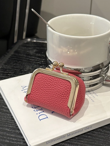 Mini Portemonnee Vintage Kiss Lock Tas Lychee Patroon PU Leer Kleine Sieradendoos Draagbare Handtas Ornament Voor Dames