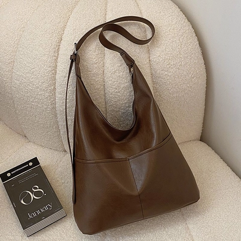 Borsa A Spalla Grande Tote Pelle PU Alta Capacità Pendolare Hobo Borsa A Mano Tasche Esterne Per Donne