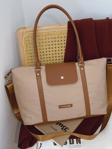 Borsa Tote Grande Capacità Nylon PU Patchwork Borsa A Spalla Viaggio Tempo Libero Urbano Semplice Donne Leggera