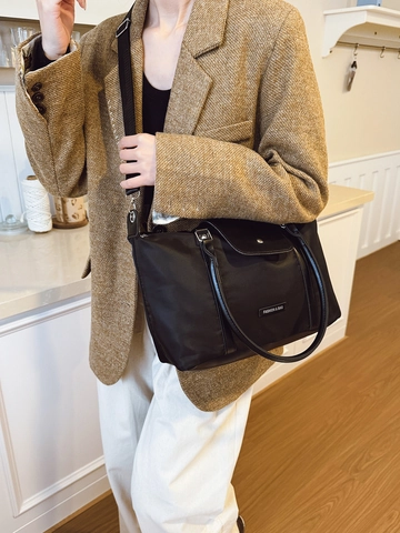 Borsa Tote Grande Capacità Nylon PU Patchwork Borsa A Spalla Viaggio Tempo Libero Urbano Semplice Donne Leggera
