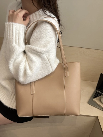 Large Capacity Tote Bag PU Leather Minimalist Commuting Elegant Shoulder Handbag Versatile For Women