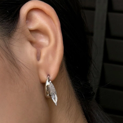 Orecchini A Cerchio A Forma Di C Con Zircone Marquise E Perno In Argento Sterling 925 Rame Minimalista Elegante Donna