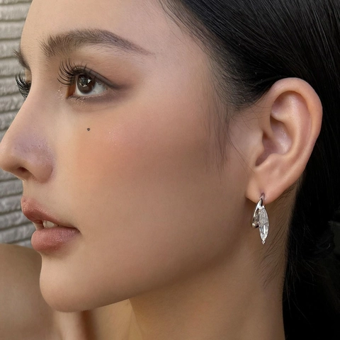 Orecchini A Cerchio A Forma Di C Con Zircone Marquise E Perno In Argento Sterling 925 Rame Minimalista Elegante Donna