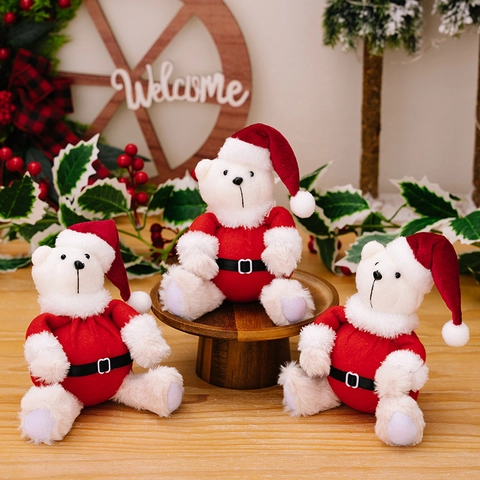 Weihnachten Plüsch Bär Puppe Weiß Weihnachtsmann Bär Ornament Für Weihnachtsdeko Haus Büro Party Geschenk Kinder Spielzeug