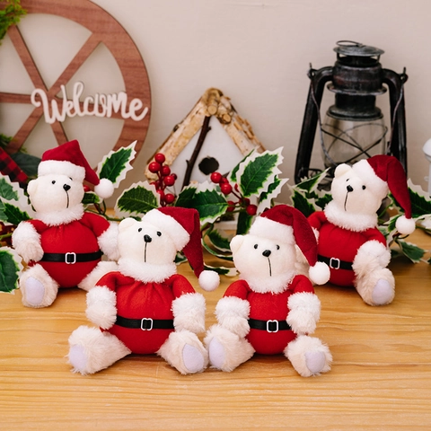 Weihnachten Plüsch Bär Puppe Weiß Weihnachtsmann Bär Ornament Für Weihnachtsdeko Haus Büro Party Geschenk Kinder Spielzeug