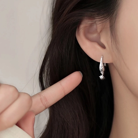 Orecchini A Goccia In Rame Goccia Opaca Stella A Quattro Punte Strass Elegante Stile Coreano Per Donne