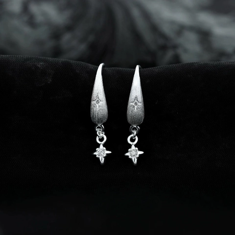 Orecchini A Goccia In Rame Goccia Opaca Stella A Quattro Punte Strass Elegante Stile Coreano Per Donne