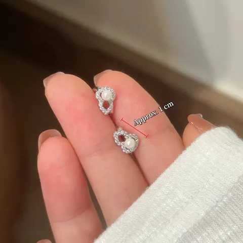 Gourd Artificial Pearl Stud Earrings Copper With Zircon And White Artificial Pearl Hollow Elegant Jewelry For Women Fashion