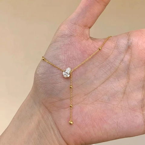 Collana A Y Con Pendente A Goccia E Nappa In Rame Ottone Elegante Catena Da Clavicola Per Donne Gioielli Di Moda