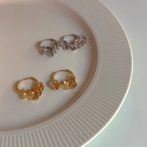Orecchini A Cerchio Pendenti Con Disco Tondo Texturizzato Rame Scintillante A Forma Di Ventaglio Gioielli Di Moda Eleganti Da Donna