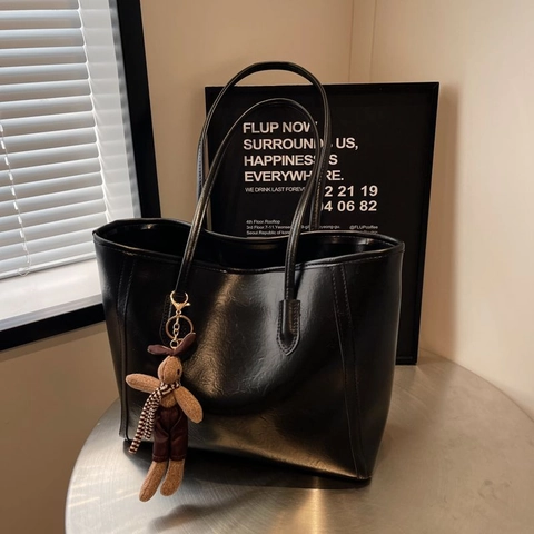 Borsa Tote Da Donna In Pelle PU Retrò Grande Capacità Pendolare Spalla Ascella Borsa A Mano Coniglio Peluche