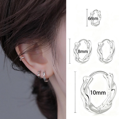 Mobius Twisted Hoop Earrings Copper Double Layer Wave Geometric Huggies Minimalist French Style Jewelry For Women