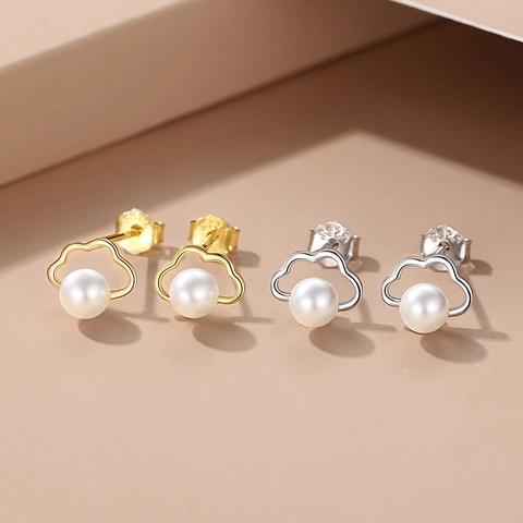 Hohlwolke Künstliche Perlenstecker Mit 925 Sterling Silber Ohrstecker Kupfer Französischer Vintage Stil Schmuck Für Damen
