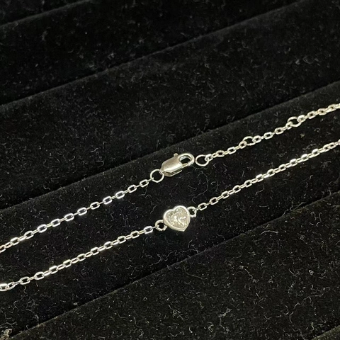 Heart Shaped Sparkling Zircon Bracelet Copper Silver Plated Elegant Minimalist Versatile Daily Jewelry For Women
