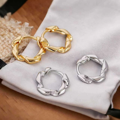 Gedraaide Oorbellen Geometrische Onregelmatige Touw Ontwerp Koperen Metalen Textuur Veelzijdige Chique Sieraden Voor Dames