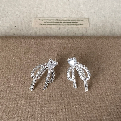 Orecchini A Lobo Con Fiocco In Pizzo Stile Francese Rame Con Zircone A Cuore Gioielli Alla Moda Per Donna