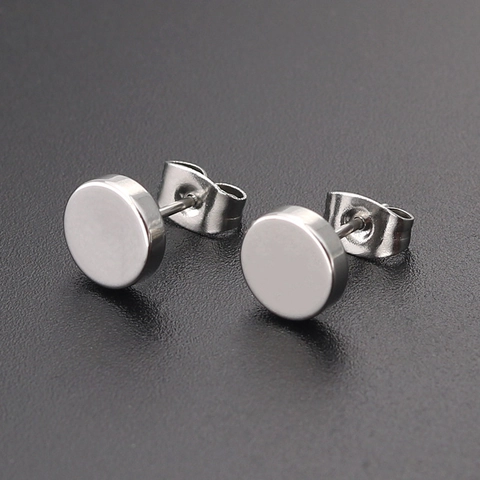 Minimalistische Titaniumstaal Ronde Schijf Oorknopjes Voor Heren Dames Gepolijste Geometrische Barbell Piercing Sieraden Cadeau