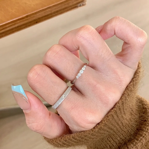 Minimalistischer Zirkon Ring Kupfer Verstellbares Offenes Design Täglicher Modeschmuck Für Frauen