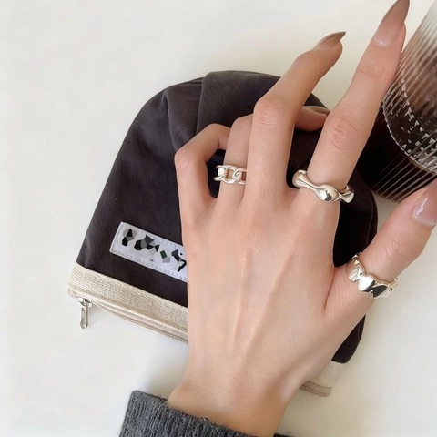 Unregelmäßiger Ring Im Geschmolzenen Lava Stil Für Damen Und Herren Minimalistisch Poliert Verstellbar Kupfer Mode