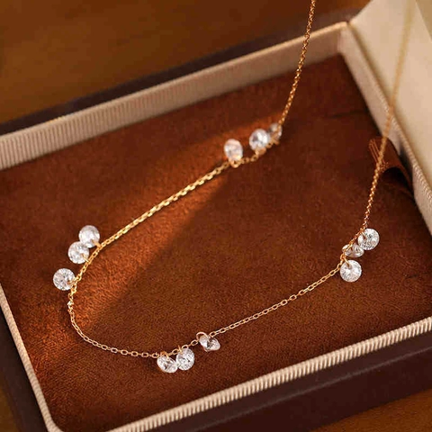 Ketting Van Titaniumstaal Met Parelvormige Zirkonia Franse Stijl Voor Dames Minimalistische Luxe Sieraden Accessoire