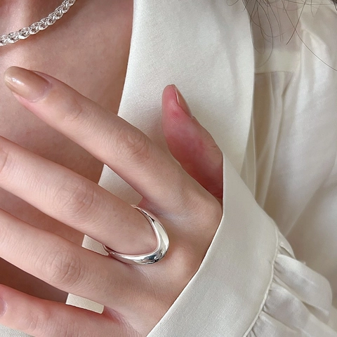 Minimalistischer V-Förmiger Wellenring Messing Poliert Offen Verstellbar Modeschmuck Für Damen