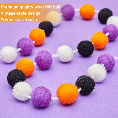 Halloween Pompom Slinger Polyester Viltbal Koord Hangende Decoratie Voor Feest Huis Muur Ornament Kleurrijk